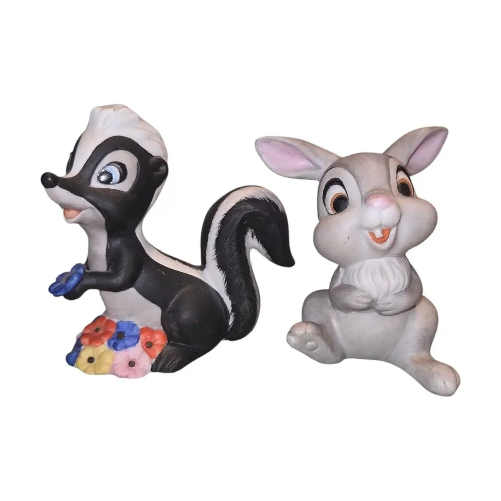 VTG Marks & Rosenfeld Disney Thumper & Flower Ceramic Figurines Bambi M&R Pair